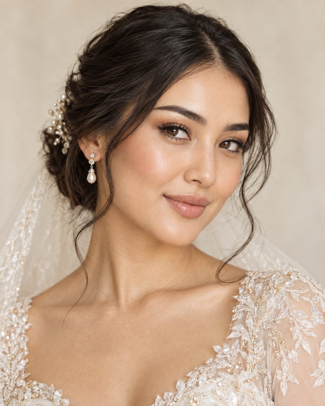 Soft Bridal Glow makeup with luminous skin and softly defined eyes.